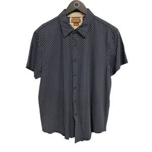 Michael Michael Kors Shirt Size XL Mens Button-Down Navy Blue Diamond Print